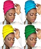 Ftoronaly Head Wraps for Women Long Headwraps Hijabs Scarf Large Headscarf Stretch Tie Hair Headbands 4 Pack