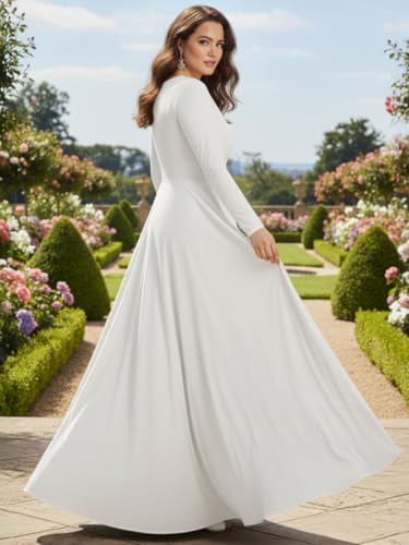 Image of KOH KOH Womens Long Sleeve Flowy Empire Waist Fall Pleated Maxi Dress