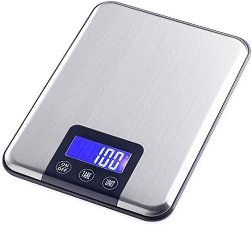 Electronic Scales Rofessional Digital Kitchen Scale Food with Stainless Steel High Accuracy Cooking Large LCD Display and Tare Feature (Silver 15kg/1g) (Silver 5kg/1g)