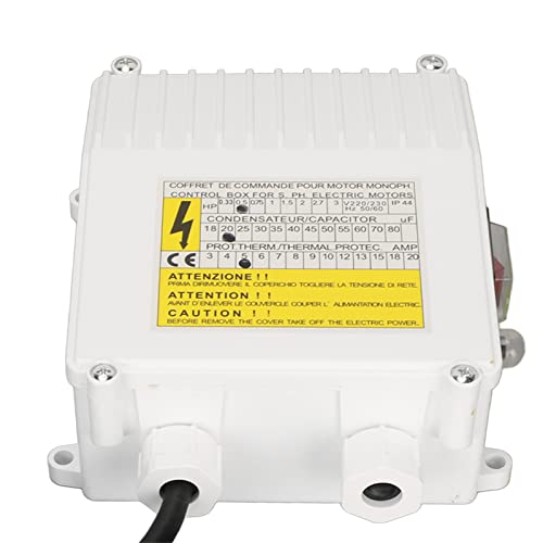 Controlador de Bomba Doméstica - Caja de Control de Bomba de Pozo Profundo con Succión Sumergible y Disyuntor de Protección Térmica (1100W, Enchufe UE 220V)