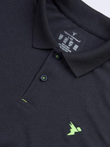 Image of TECHNOSPORT Men's Polyester Slim Fit Self-Design Short Sleeve Polo Matpiq T-Shirt with Anti Microbial, Techno Dry for Regular and Casual Use