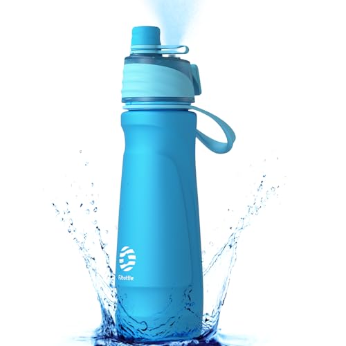 Water Bottle Stainless Steel Insulated - Mist & Sip Cooling Function Portable - Large 24OZ, BPA-Free, Leak-Proof, Silicone Spout Cover, Lightweight for Gym School Camp Sport Play Cycling Light Blue