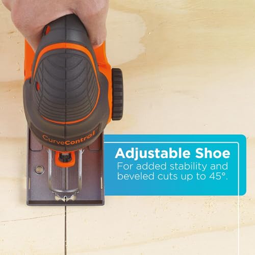 BLACK+DECKER Jig Saw, 5-Amp, 3,000 Blade Speed, 45 Degree Beveled Cuts, ¾-Inch Orbital Blade, 4 Curve Settings, Corded (BDEJS600C) thumbnail 9