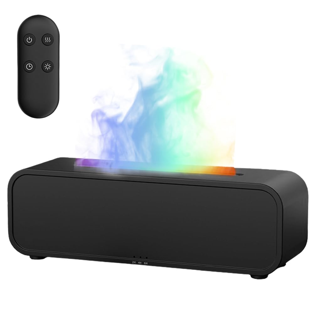Diffusore di aromi con effetto fiamma - Diffusore 250 ml con oli essenziali con 7 opzioni di luce e spegnimento automatico senza acqua, con telecomando, per casa ufficio camera da letto