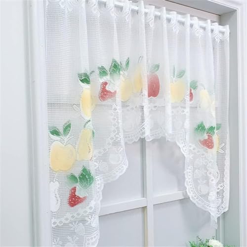 Cortinas de café de encaje blanco con borde festoneado elegante para cocina 3