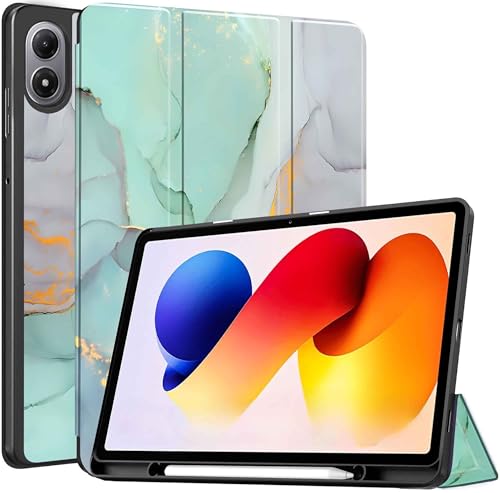 Image of ProElite Cover for Xiaomi Redmi Pad 2 Pro 12.1 inch Case, Soft Flexible Flip Case Cover for Xiaomi Redmi Pad 2 Pro 12.1 inch with Pen Holder, Support Auto Sleep Wake, [Recoil Series] - Marble Green