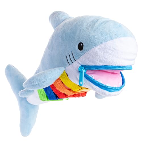 Buckle Toy Bruce Shark Plush Stuffed Animal Toy Toddler Learning Activity