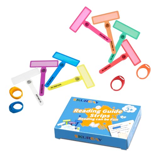 Guided Reading Strips, Dyslexia Tools for Kids, Colorful Text Overlays for Early Readers, ADHD Finger Trackers Highlight (24 PCS)