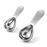 ZRUEWOT 2 cucharas de café de acero inoxidable, cucharas medidoras, cucharas medidoras de café con mango corto y grueso, cuchara dosificadora para hacer café, té en polvo y azúcar en polvo (15 ml + 30