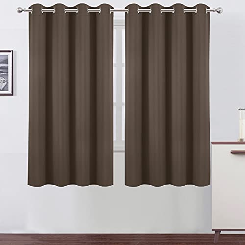 Image of LEMOMO Chocolate Brown Blackout Curtains 52 x 63 Inch Length /Set of 2 Curtain Panels /Thermal Insulated Room Darkening Blackout Curtains for Bedroom