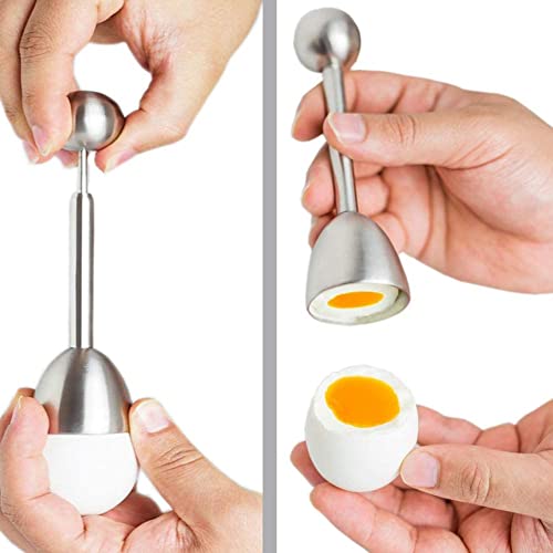 Egg Cracker Topper Stainless Steel Shell Separator Remover Eggs Cutter Egg Cutter Topper for Hard Soft Boiled Eggs and Egg Crackers - Image 4