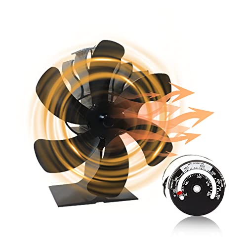 JINGQII Ventilateur de poêle à chaleur à 6 pales, ventilateur de brûleur à bûches silencieux JINGQII avec thermomètre, circulation de la chaleur pour poêle à bois/brûleur à bois/cheminée Cover