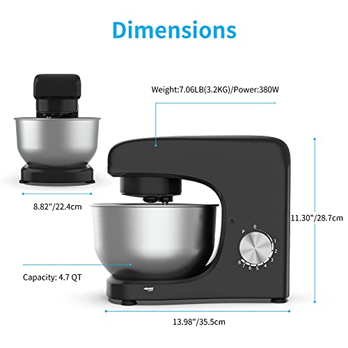 image for N  A Stand Mixer, 4.7QT 8-Speed Tilt-Head Electric Food Stand Mixer wi