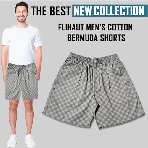 Image of Men's Cotton Shorts Waistband, Zip Fly, 1 Zip Pocket, Back Pockets (Pack of 2)