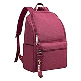 OMOUBOI 14 inch Travel Laptop Backpack for Women Men Teen 20L Weekender Casual Daypacks Airline Approved Lightweight College School Bookbag Wine Red