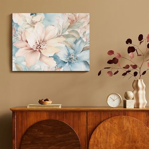 Toile murale imprimée bleu et beige clair, tableau 40 x 30 cm