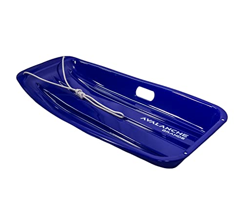 Avalanche Brands | Classic Downhill Toboggan Snow Sled Includes Pull Rope and Handles (Blue 35')