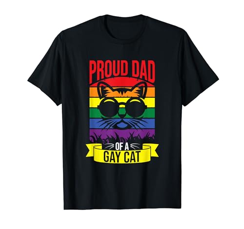 LGBT Pride Month Lesbian Gay Dad Ally Rainbow Kitten Gay Cat T-Shirt