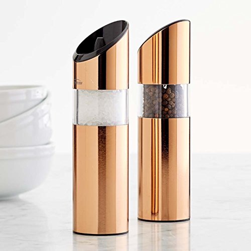 Trudeau Graviti Battery Operated Salt & Pepper Mill Set (Copper Gold)