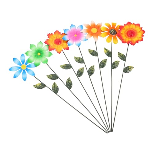 KESYOO 7pcs Metal Flowers for Outside - Outdoor Iron Flower Decorative Garden Stake - Iron Floral Insert Metal Yard Art for Landscape Lawn Spring Wedding Holiday Events