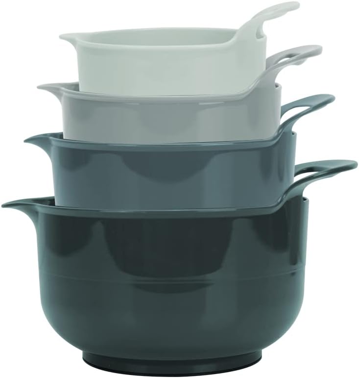 BoxedHome 4 Pack Nesting Mixing Bowl with Pour Spout and Handle, BPA free Microwave & Dishwasher Safe(Green, 4 Pack with Handle) - Image 5