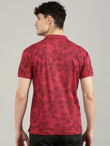 Image of JOVEN Mens Printed Polo Neck Half Sleeve Regular Fit Mercerised Cotton T-Shirt