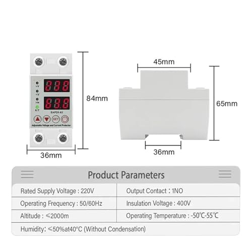 Relé protector sobrecorriente 63A regulable para riel DIN monofásico 230V 2