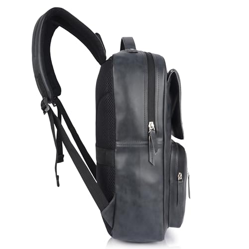 Image of SAULT Vegan Leather Casual 15.6 Inch Laptop Travel Business College Office Backpack for Men & Women