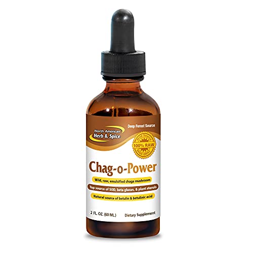 North American Herb & Spice Chag-O-Power - 2 Fl Oz - Wild, Raw, Emulsified Chaga Mushroom - Heart Healthy - Natural Source Of Betulin, Betulinic Acid, Sterols & Sod - 88 Servings #TOP18