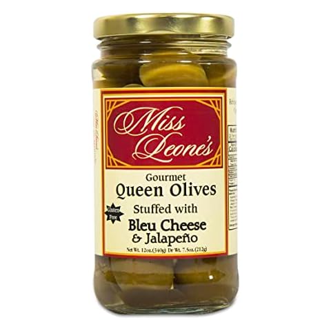 Leonard Mountain Miss Leone's Bleu Cheese and Jalapeno Stuffed Queen Olives, 12 Oz., Pack of 3 Cover