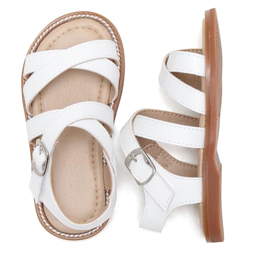 Image of Kolan Toddler Girl Sandals Open Toe Flat Princess Dress Shoes Little Kids