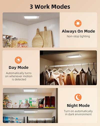 Image of EZVALO 3000mAh Under Cabinet Lighting, 150LM Ultra Bright Motion Sensor Light, Rechargeable Magnetic Under Counter Lights for Kitchen, Dimmable Closet Light with 3-Inch Wide Panel