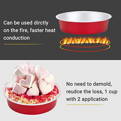 Beasea Disposable Mini Pie Tins With Lids, 100 Pack 4” 8Oz Bright Red Aluminum Baking Foil Tins Small Round Tart Container For Individual Dessert Cupcake Muffin Cheesecake Ramekin Quiche Oven Dishes #TOP2