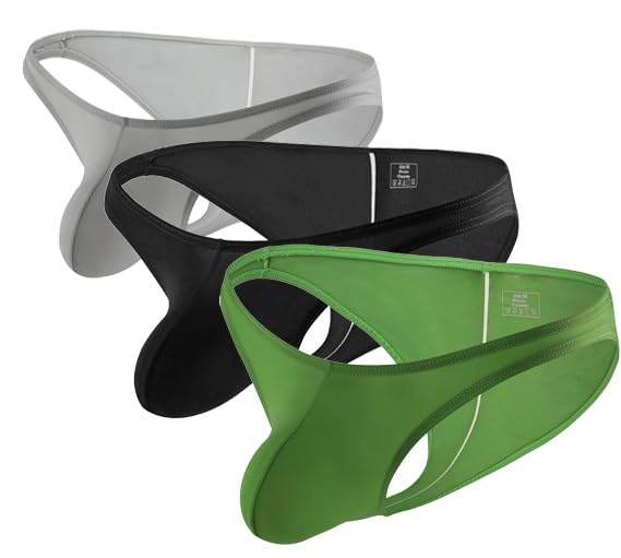 Men's Ice Silk Enhancing Ball Pouch Underwear Low Waist Breathable Boxer Briefs Lightweight T-Back G-String Brief