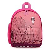 Treer Nylon Mochila Escolar para Niña Chico, Mochila Escolar Rosa Mochila Dibujos Animados Mochila Niño 3-10 Años Mochila Colegio para Primaria Secundaria (Parque de Atracciones,32x24x15cm)