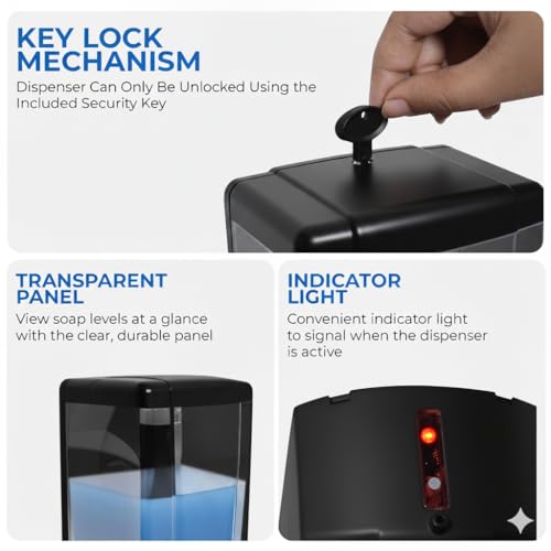 Image of Robustt Automatic Sensor Soap Dispener 700ML | Black | Dispenser Wall Mount | Works on 4 AA Battery(Not Included) | Touchless Smart Sensor