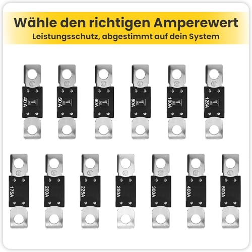 Offgridtec 5er Set MEGA-Sicherung 200A 32V, DC Hochstromsicherungen 12V/24V, Überlast- & Kurzschlussschutz, Kupferkern, Nylongehäuse, Universelle Passform für Wechselrichter & Batteriekabel
