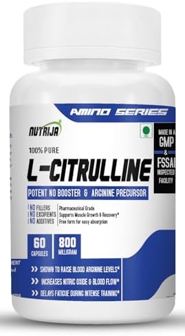 NutriJa L-CITRULLINE 800MG | Boosts Nitric oxide & Promotes Muscle growth- 60 Capsules, 0.81 grams