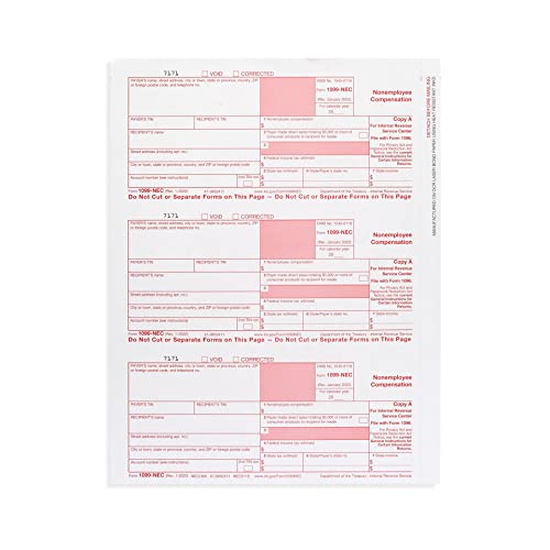Blue Summit Supplies 1099 Nec Tax Forms 2022 With 25 Self Seal Envelopes, 25 4 Part Tax Forms Kit, Compatible With Quickbooks And Accounting Software #TOP1