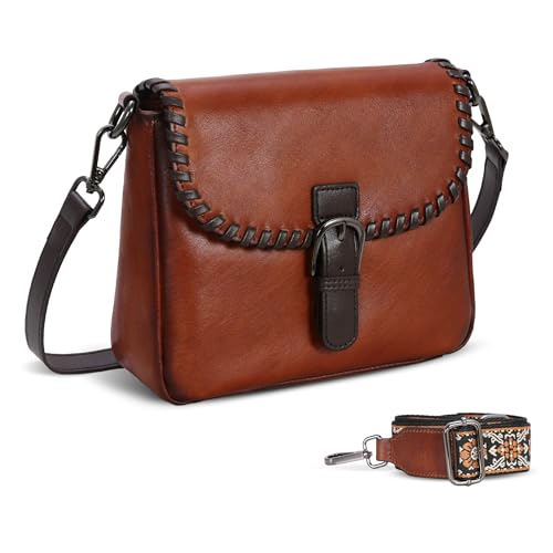 Image of HESHE Genuine Leather Crossbody Bags for Women Small Shoulder Bags