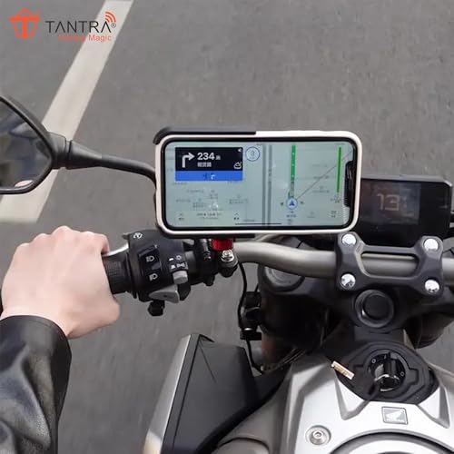 Image of TANTRA S25A Phone Holder - 360 Rotation with U-Bolt Base - Premium Aluminum Alloy - Secure Handlebar Mount for Smartphones