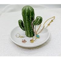 Bigbabybig Green Cactus Ring Holder for Jewelry Unicorn Jewelry Organizer Ceramic Rings Dish Earrings Bedroom Decor Engagement Ring Holder Plate Women (Style B)