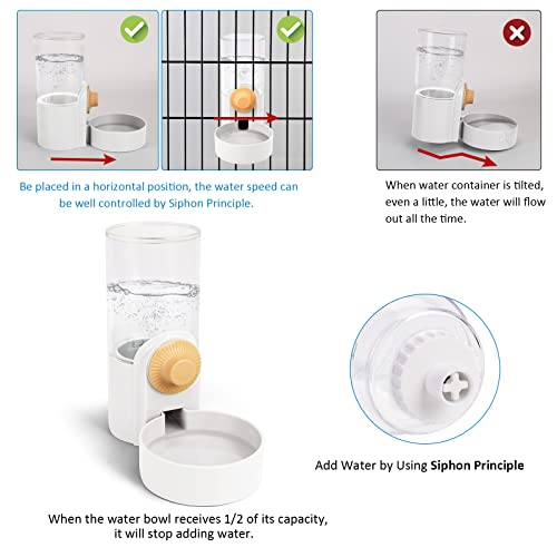 Dricroda Rabbit Food Water Dispenser Automatic Gravity Dog Cat Feeder Pet Waterer For Ferret Small Animals, Hanging Gravity Cat Dog Rabbit Food Bowl Ferret Water Bowl Set For Cage Travel, White #TOP2