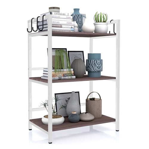 Image of wow craft 3-Layer Multipurpose Microwave Oven & OTG Stand | Floor-Mount Kitchen Storage Shelf with Sturdy Black Metal Frame | Engineered Wood | White Finish | Spacious & Durable (90x60x40 cm)
