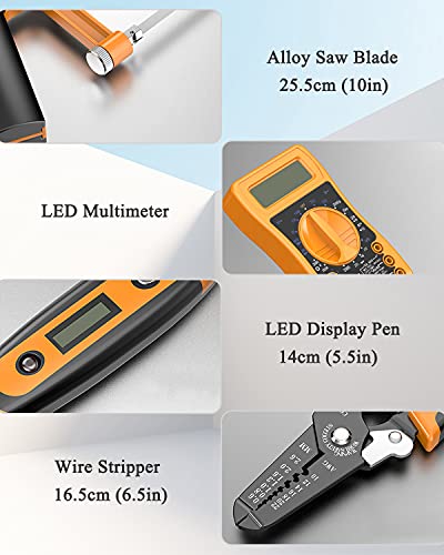 51stück Hand Werkzeug Set, Haushalts Werkzeugkoffer mit 25V Akku-bohrmaschine, Multimeter, Hammer, Zange… – Bild 8