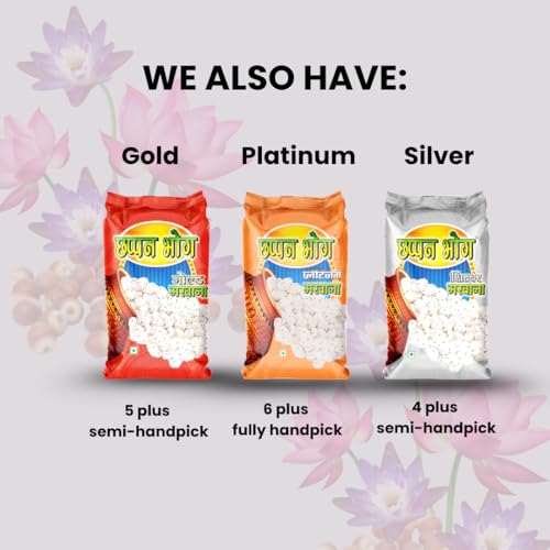 Image of Chappan Bhog Gold Makhana 100g | 5+ Suta Extra Large Foxnuts (Phool Makhana) | Raw Makhana (Lotus Seeds) | Healthy Snack | High Protein, Keto and Gluten Free | Fasting and Evening Diet Snack | Low in Fat