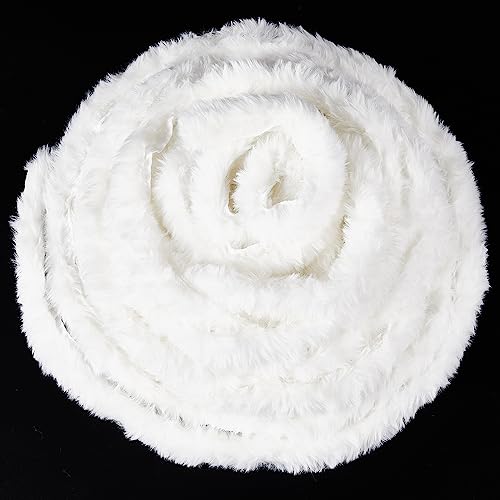 GORGECRAFT 11 Yarda de Boas de Plumas Blancas, Cinta de Piel Sintética, Rollo de Tela, Boa de Plumas de Marabú, Boas de Plumas de Navidad para Decoración de Árbol de Navidad O Lazos de Corona