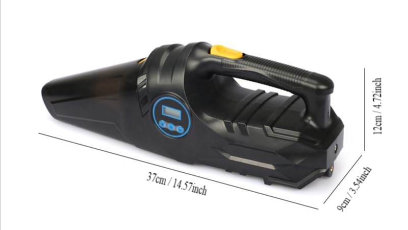 Image of Car Vacuum Cleaner - Portable, High-Power, Handheld Vacuum Cleaner, Tire Inflator Pump with 3 Attachments, 16.5-Foot Power Cord - 12V, Car Interior Cleaning and Inflator Accessory Kit - Black