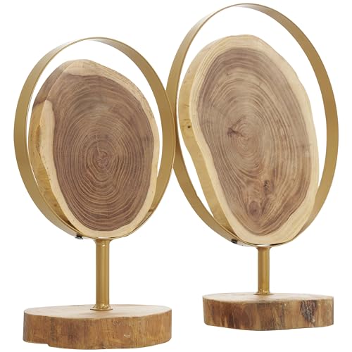 Escultura Decorativa Abstracta de Madera Deco 79 Set 2 14" 11"