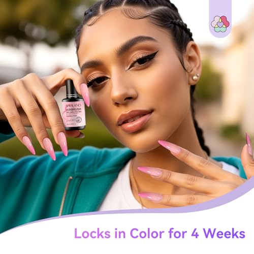 Image of SAVILAND Dilution-Free Airbrush Gel Nail Polish: 6PCS 20ml White Pink Nude Airbrush Paint for Nails 0-Acetone Non-Toxic Airbrush for Nails Gel 28 Days Lasting for Ombre French Nail Art Party
